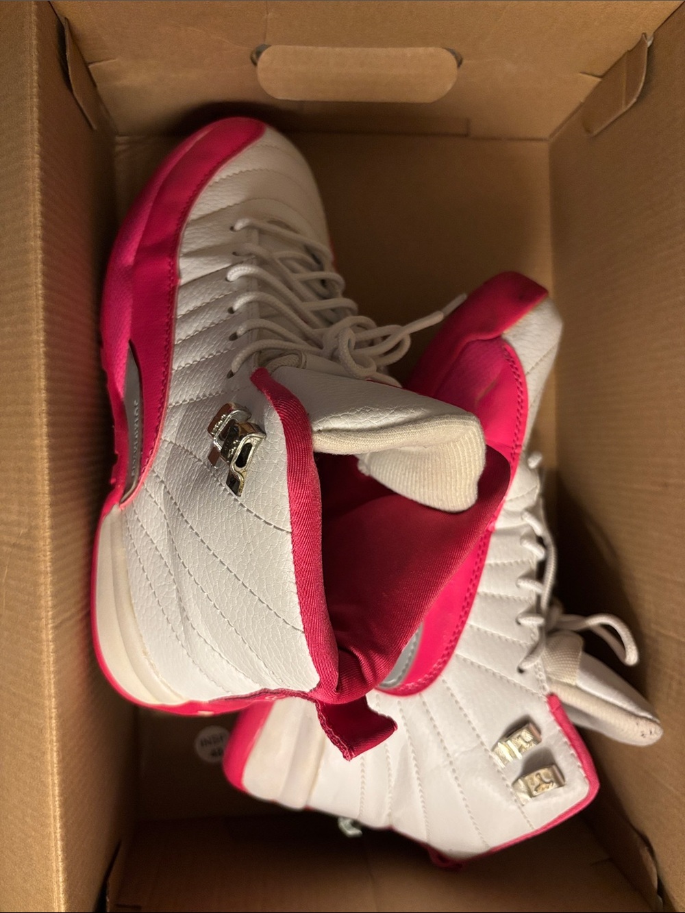 Jordan Women's White and Hot Pink Basketball Sneakers